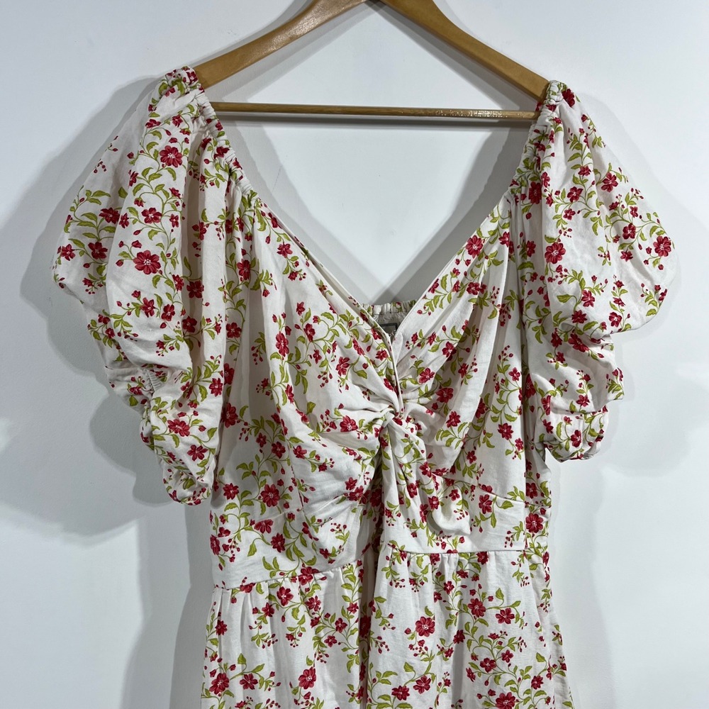 LEA Anthropologie Floral Boho Midi Dress Cotton Linen Cottagecore Womens 2x Chic - Picture 2 of 8